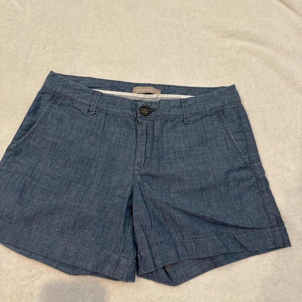 Banana Republic Classic Blue 100% Cotton Chambray Shorts